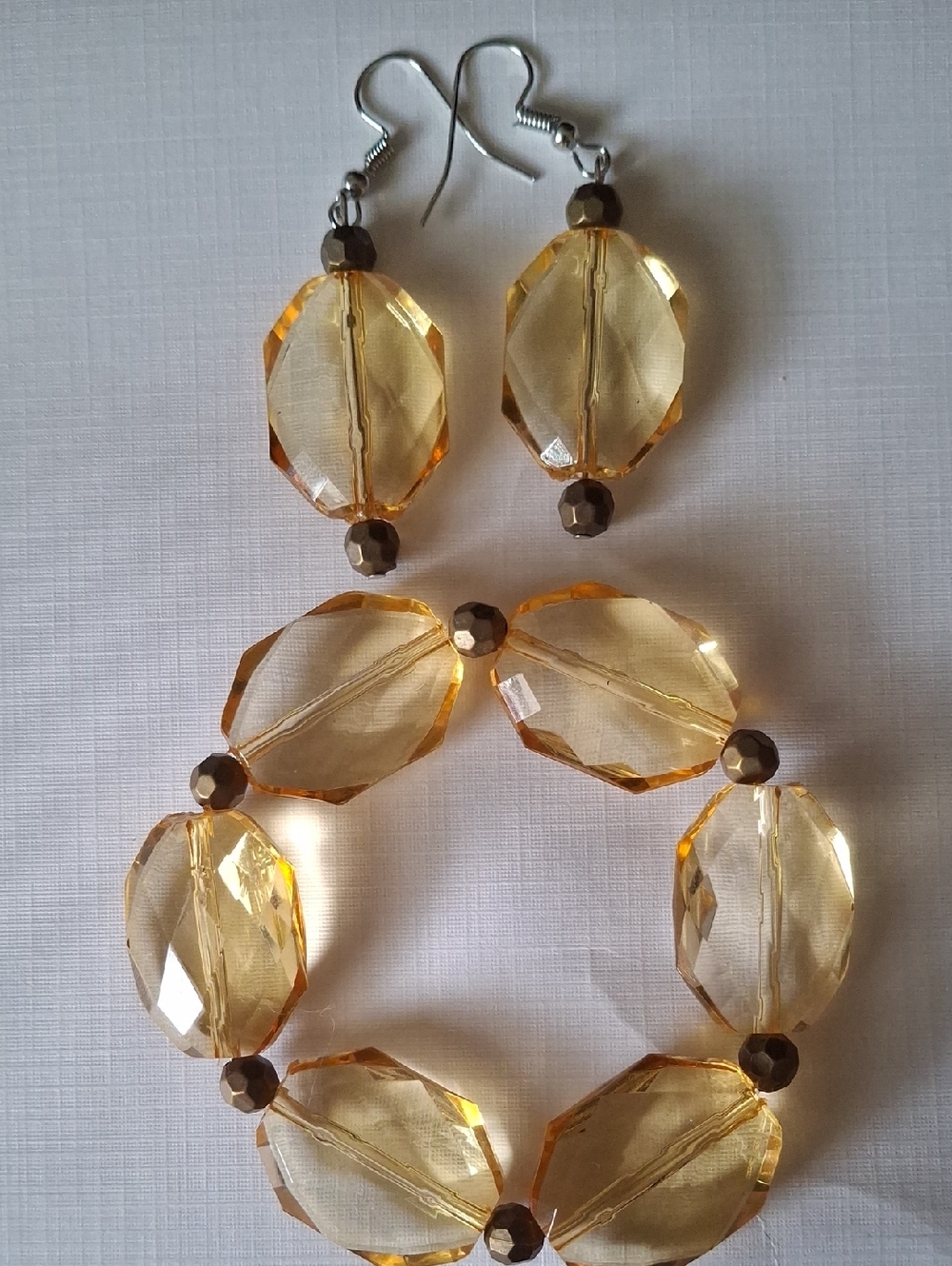 Gold-Tone Faceted Bead Bracelet & Earring Set - Women Jewelry